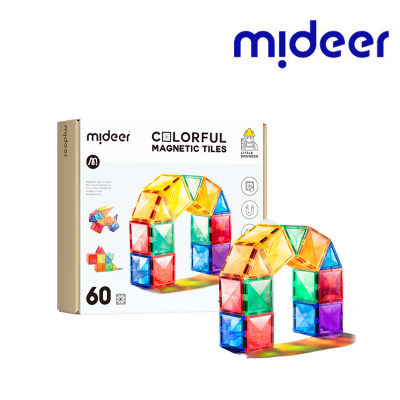 MIDEER ตัวต่อแม่เหล็กสีรุ้ง 60 ชิ้น Colorful Magnetic Tiles 60pcs