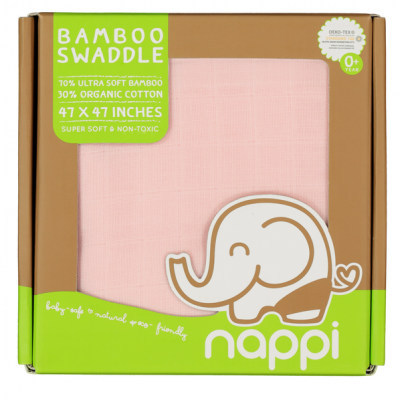 NAPPI ผ้าห่อตัวสาลูใยไผ่ - สีชมพู