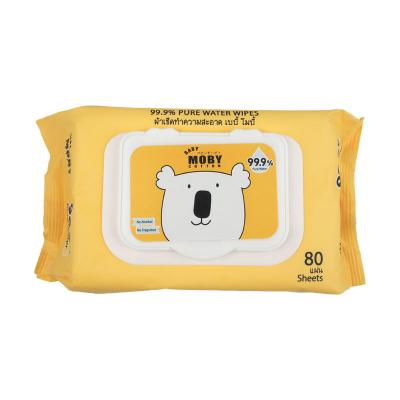 BABY MOBY ผ้าเช็ดทำสะอาด 99.9% เพียววอเตอร์ (Baby Wipe) 80 แผ่น