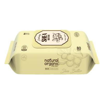 NATURAL ORGANIC ทิชชูเปียกออแกนิค รุ่นเบสิค พิมพ์นูน มีฝา 80 แผ่น