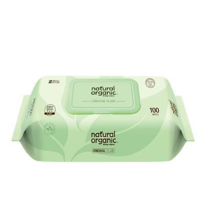 NATURAL ORGANIC ทิชชูเปียกออแกนิค รุ่นออริจินอล แผ่นเรียบ มีฝา 100 แผ่น