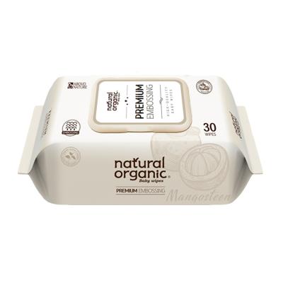 NATURAL ORGANIC ทิชชูเปียกออแกนิค รุ่นพรีเมียม พิมพ์นูน ขนาดพกพา มีฝา 30 แผ่น