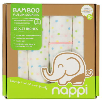 NAPPI ผ้าอ้อมสาลูใยไผ่ 27 นิ้ว (4 ผืน) (ลด 5% เฉพาะวันที่ 1-31 ต.ค. 2567 เท่านั้น)