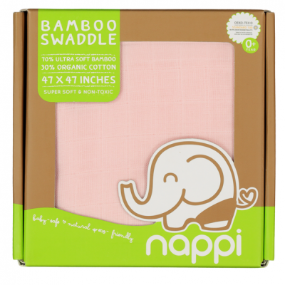 NAPPI ผ้าห่อตัวสาลูใยไผ่ - สีชมพู (ลด 5% เฉพาะวันที่ 1-31 ต.ค. 2567 เท่านั้น)