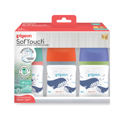PIGEON ขวดนม PPWN วาฬสีน้ำเงิน 160มล. BIO SS แพ็ค 3 ชิ้น